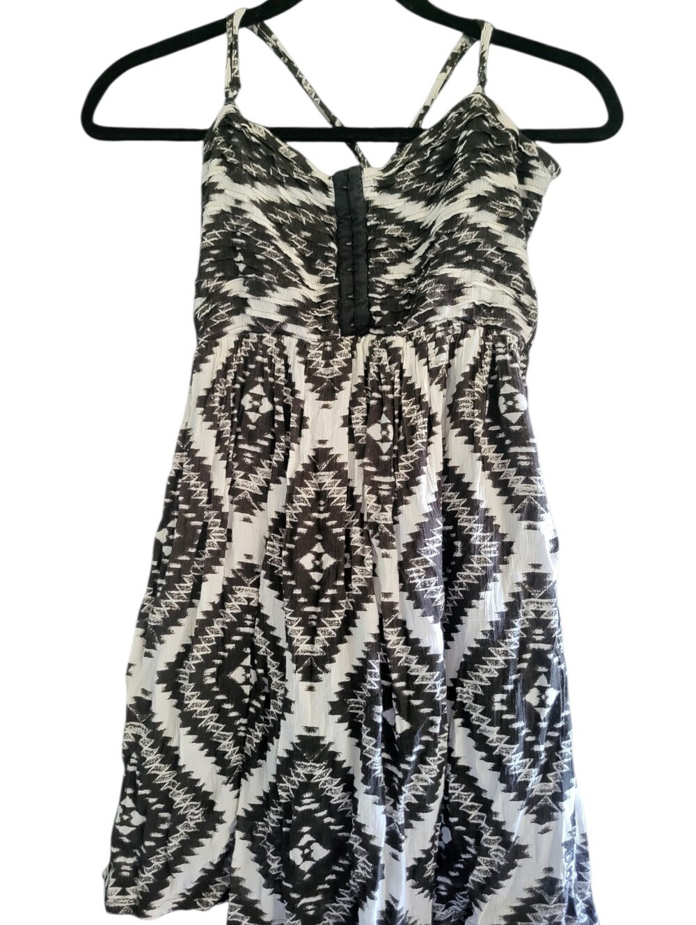 Billabong Aztec Print Spaghetti Strap Dress Black/White sz M